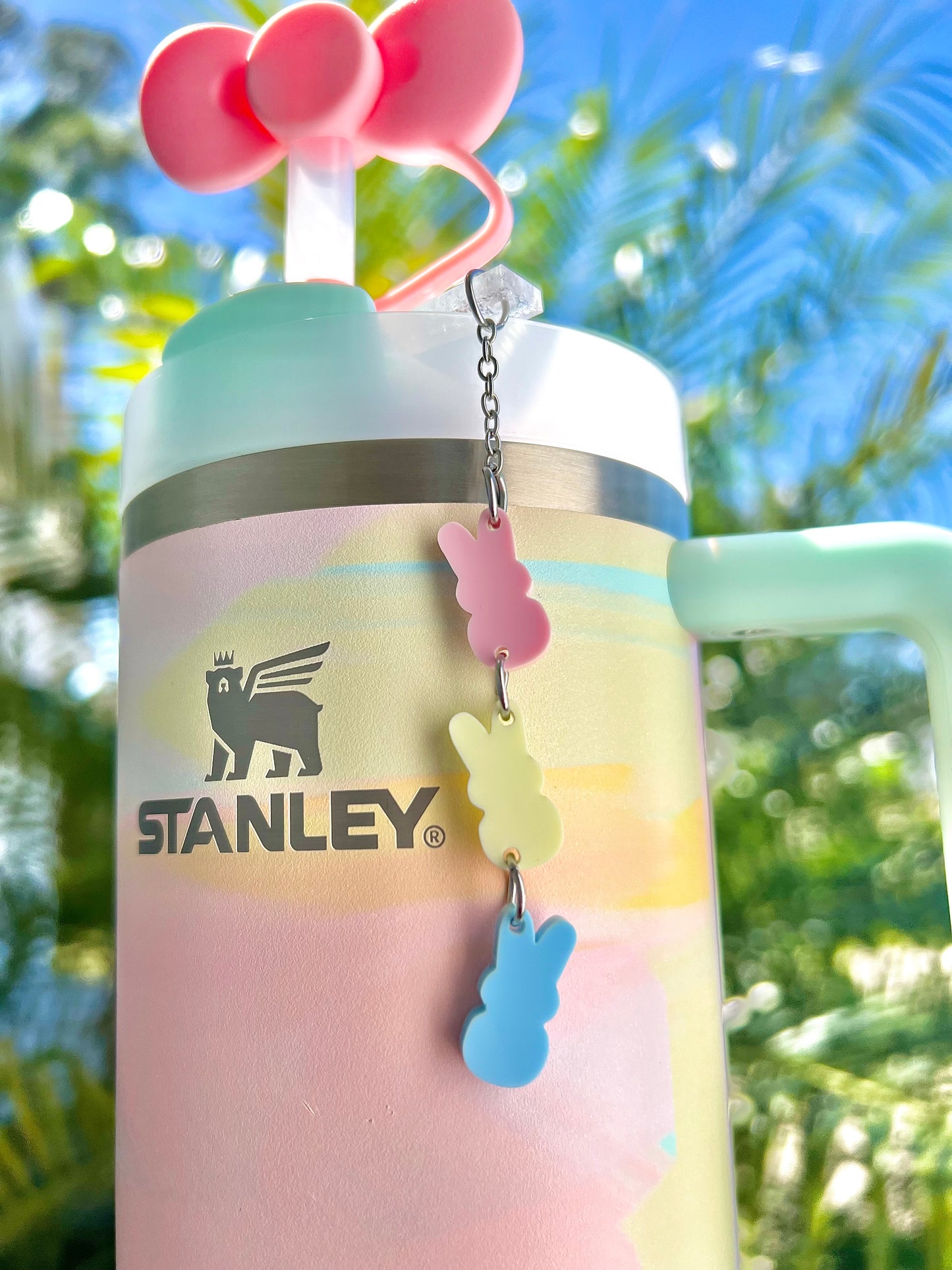 Pastel Bunny Peeps Straw Charm