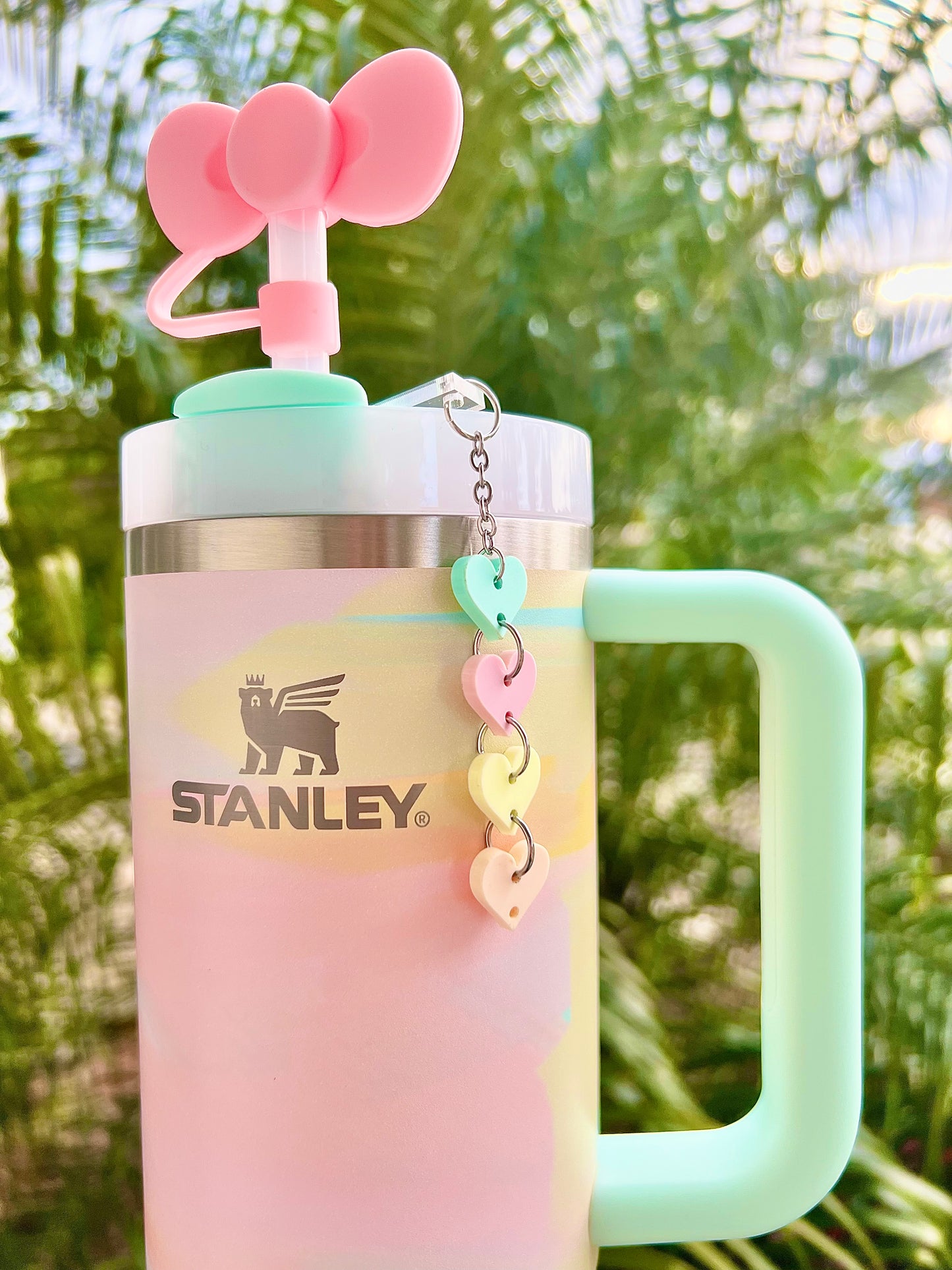 Pastel Hearts Straw Charm