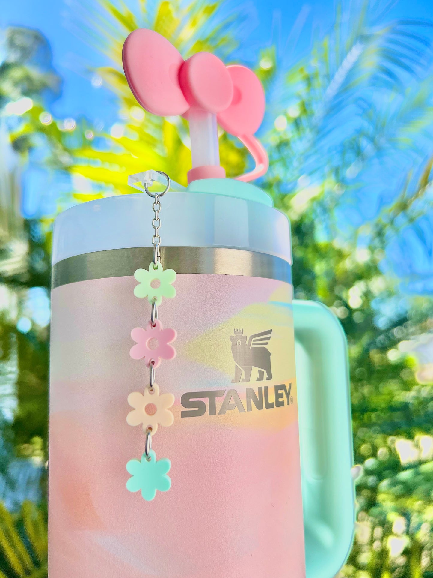 Pastel Flowers Straw Charm