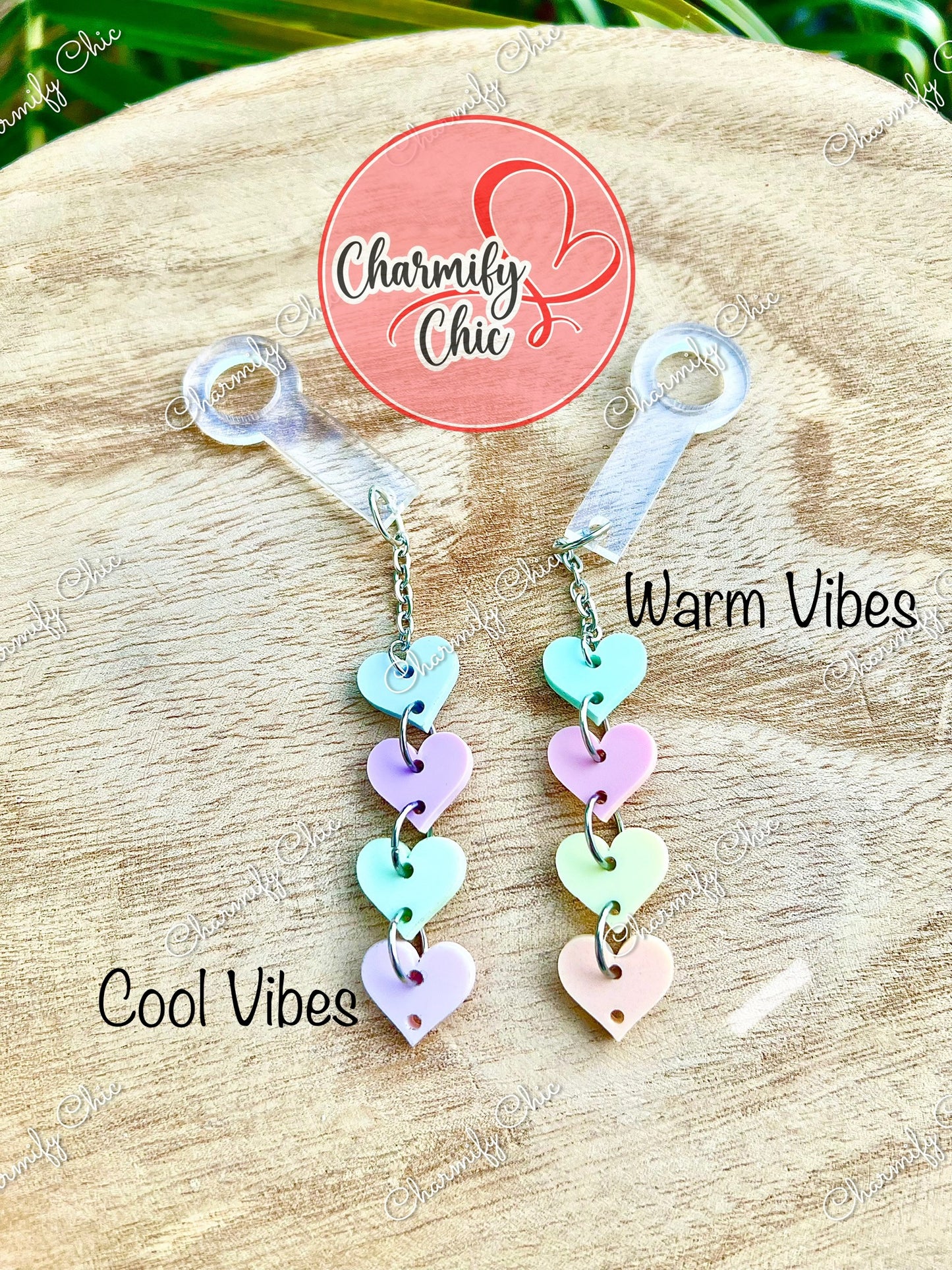 Pastel Hearts Straw Charm